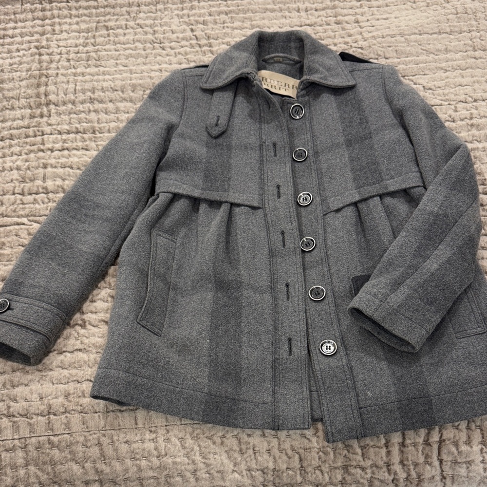 BURBERRY BRIT womens Gray Pea Coat AMAZING CHIC